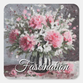 Blommor för Arrangemang Rosa i Vas Fyrkantigt Klistermärke