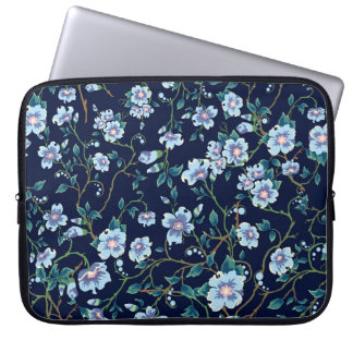 Blommor för barn: sömlös mörk blått laptop fodral