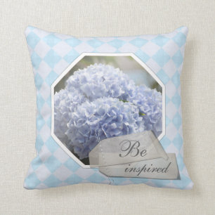 Blommor för blåttdiamantvanlig hortensia kudde