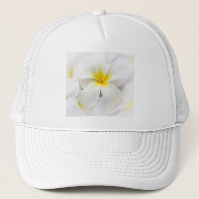 Blommor för blommigt för Frangipani för Truckerkeps (Framsida)