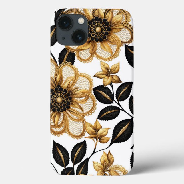 Blommor för Blommönster av svart och Guld-Elegant (Baksida)