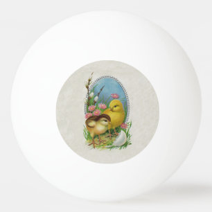 Blommor för chickar för baby för vintagepåskv pingisboll