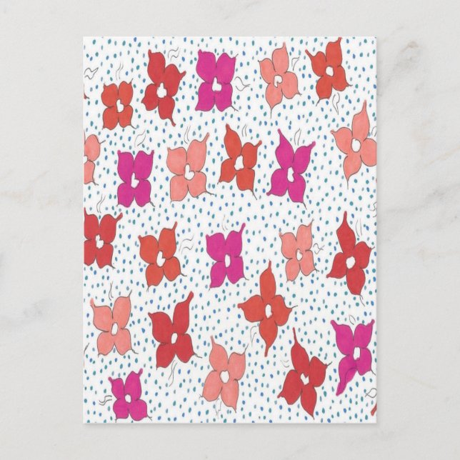 Blommor för firande och prickar inbjudan vykort (Framsida)