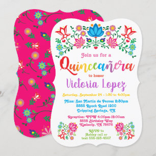 Blommor för folkart för Quinceañera Inbjudningar