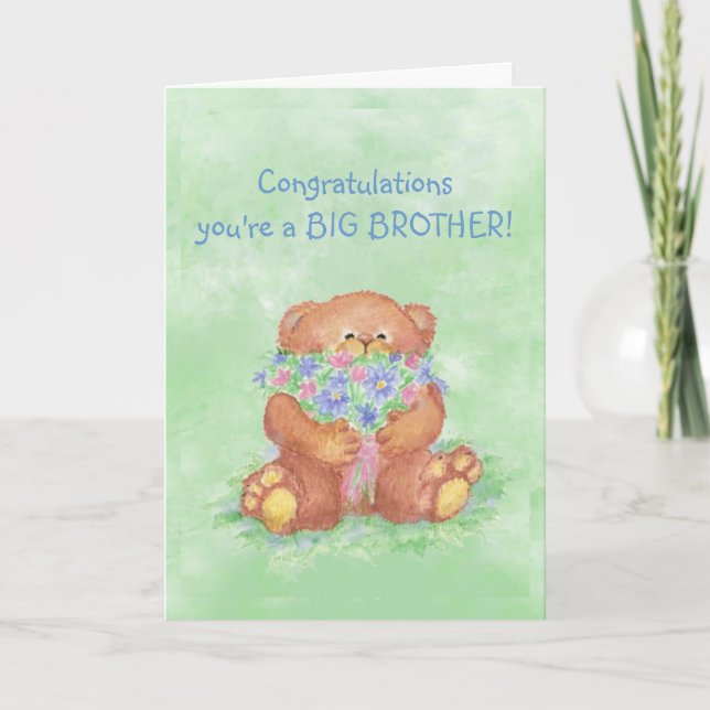 Blommor för grattisSTOREBRORFunTeddy björn Kort (Framsida)