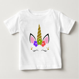 Blommor för guld för Unicornfödelsedagvit T Shirt