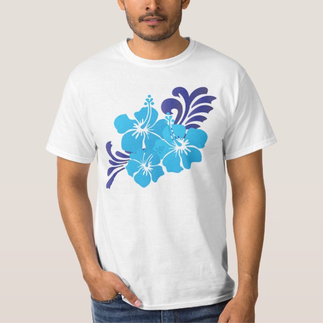 Blommor för Hawaii blåtthibiskus Tee Shirt (Framsida)