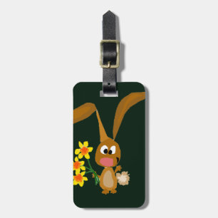 Blommor för påsklilja för rolig Artsy kaninkanin Bagagebricka