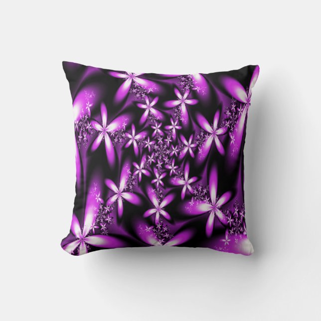 Blommor för Purplish rosor för Fractal Kudde (Framsida)