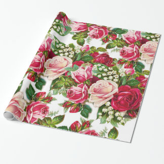 Blommor för röda pastellfärgade rosa ros för presentpapper