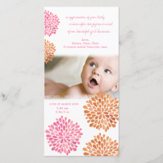 Blommor för rosor & för orange för babytackkort tack kort
