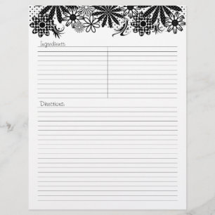 Blommor för svart och vitt ljus, recept Letterhead