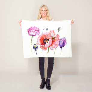 Blommor för vallmovallmofält, blom- fleecefilt