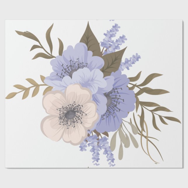 Blommor för vårtid som omsluter pappra presentpapper (Platt)