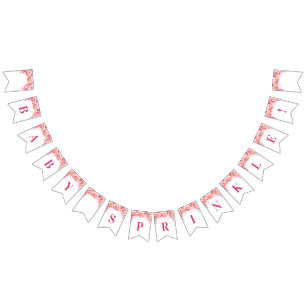 Blommor för vattenfärg för babystänkbaner rosa vimplar