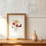Blommor för vattenfärg, rött och Gult Poster<br><div class="desc">Vattenfärgsblommor,  rödspättor och Gult,  Poster</div>