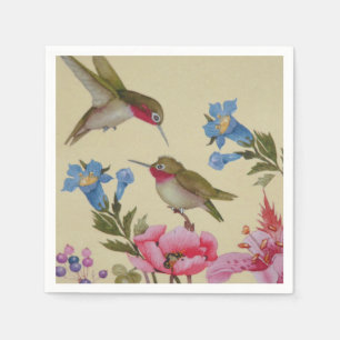 Blommor för vild för vintageHummingbirdvänner Pappersservett