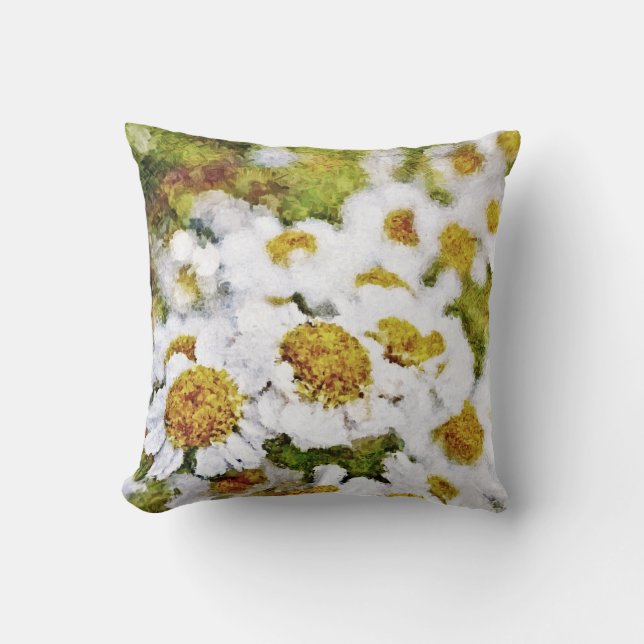 Blommor för vit Daisy #2 - Färgmönster Kudde (Framsida)