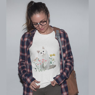 Blommor för vit katt Abstrakt T Shirt