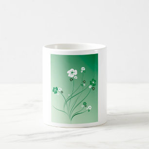 Blommor för vit och Grönt Kaffemugg
