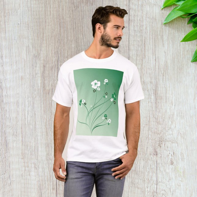 Blommor för vit och Grönt T Shirt (Skapare uppladdad)