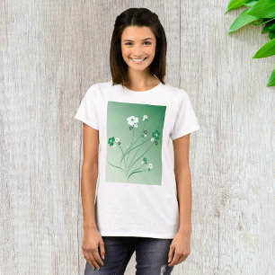 Blommor för vit och Grönt T Shirt