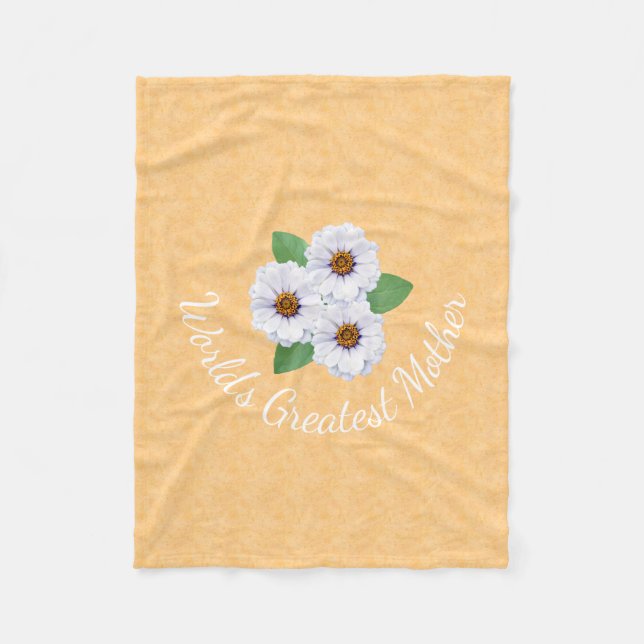 Blommor för Zinnia för världsmästaremorvit Fleecefilt (Framsidan)