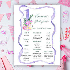 Blommor första födelsedag Milestone Birthday Poster