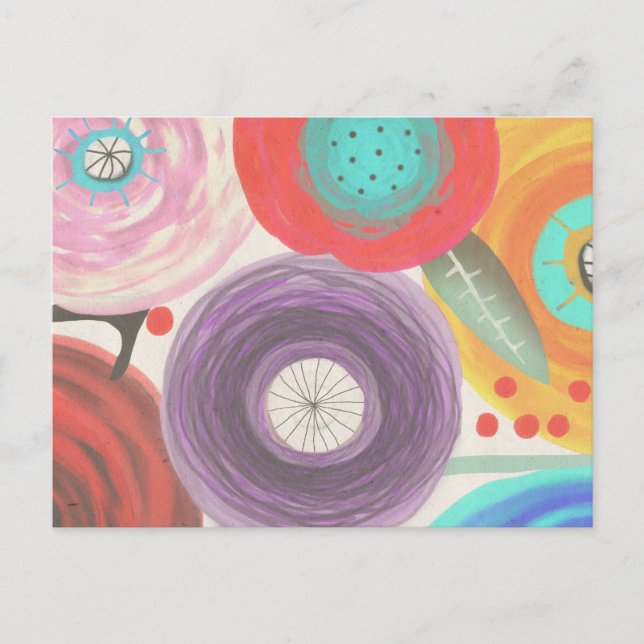 Blommor, fortfarande levande blommigt ranunculus vykort (Framsida)