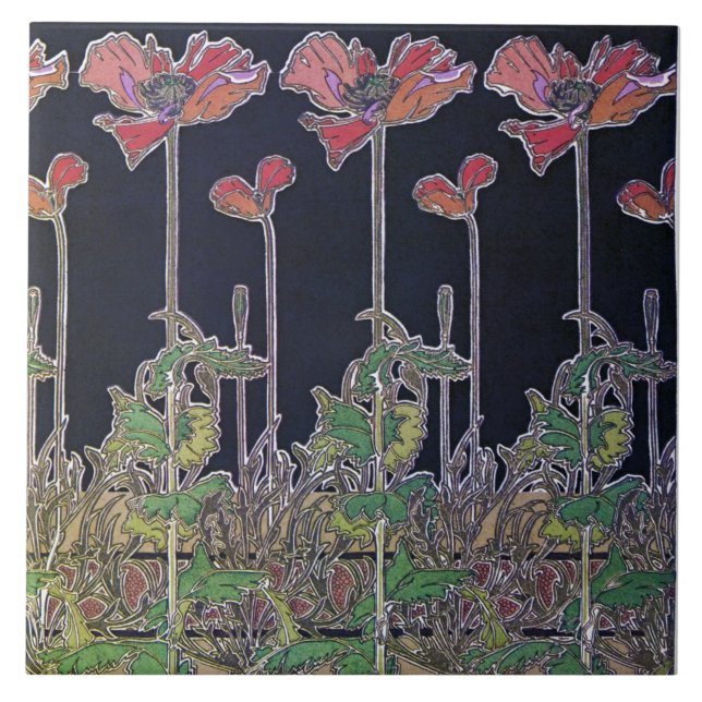 Blommor från Art nouveau Stil, Mucha Kakelplatta (Framsidan)