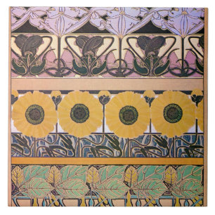 Blommor från Art nouveau Stil, Mucha Kakelplatta