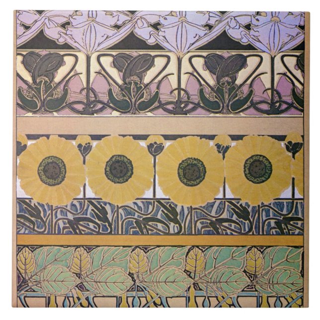 Blommor från Art nouveau Stil, Mucha Kakelplatta (Framsidan)