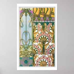 Blommor från Art nouveau Stil, Mucha Poster