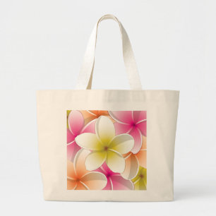 Blommor från Bright Frangipani/Plumeria Jumbo Tygkasse