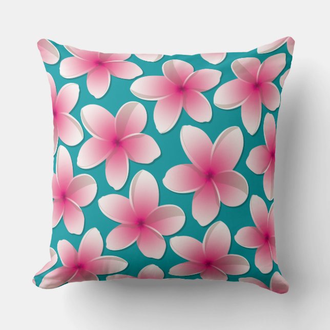 Blommor från Bright Frangipani/Plumeria Kudde (Framsida)