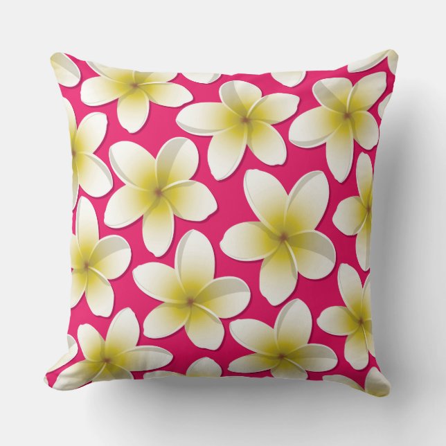 Blommor från Bright Frangipani/Plumeria Kudde (Framsida)