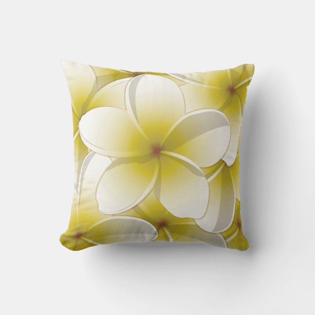 Blommor från Bright Frangipani/Plumeria Kudde (Framsida)