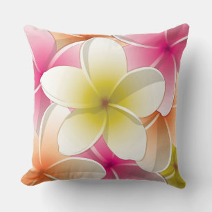 Blommor från Bright Frangipani/Plumeria Kudde