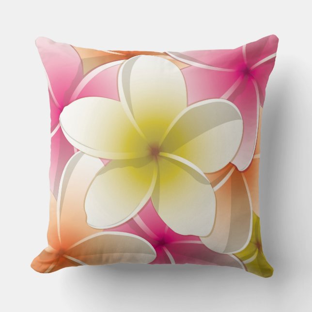 Blommor från Bright Frangipani/Plumeria Kudde (Framsida)