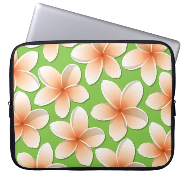 Blommor från Bright Frangipani/Plumeria Laptop Fodral (Framsidan)