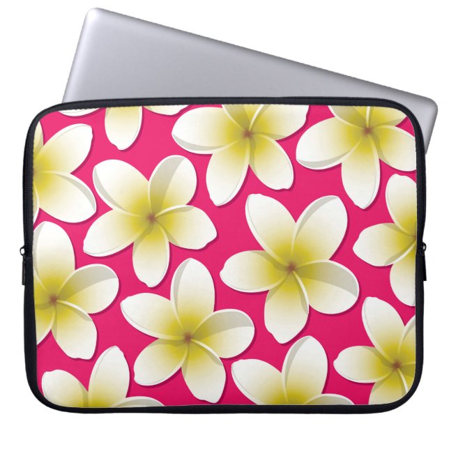 Blommor från Bright Frangipani/Plumeria Laptop Fodral (Framsidan)