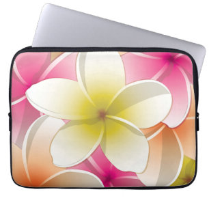 Blommor från Bright Frangipani/Plumeria Laptop Sleeve
