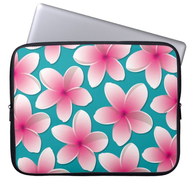 Blommor från Bright Frangipani/Plumeria Laptop Sleeve (Framsidan)
