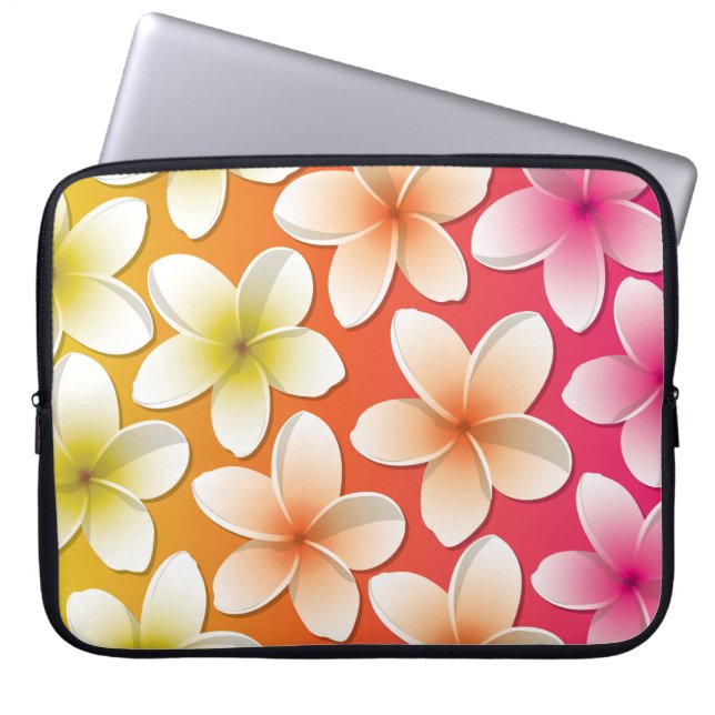 Blommor från Bright Frangipani/Plumeria Laptop Sleeve (Framsidan)