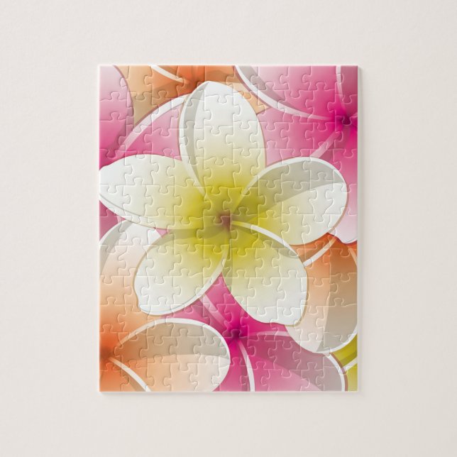 Blommor från Bright Frangipani/Plumeria Pussel (Vertikal)
