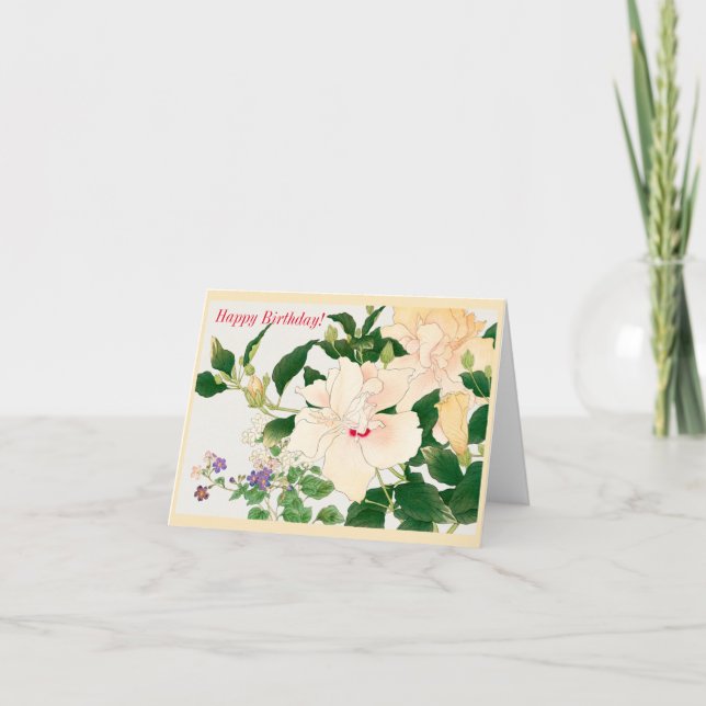 Blommor från Browallia och Ibiscus Kort (Framsida)