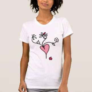 Blommor från en rubyhjärta t-shirt