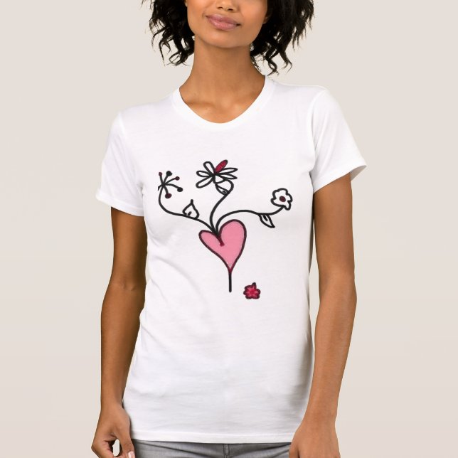Blommor från en rubyhjärta t-shirt (Framsida)
