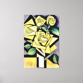 Blommor från ett vänligt geometriskt Gul ros Canvastryck