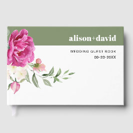 Blommor från Eucalyptus gren rosa ros bröllop Gästböcker